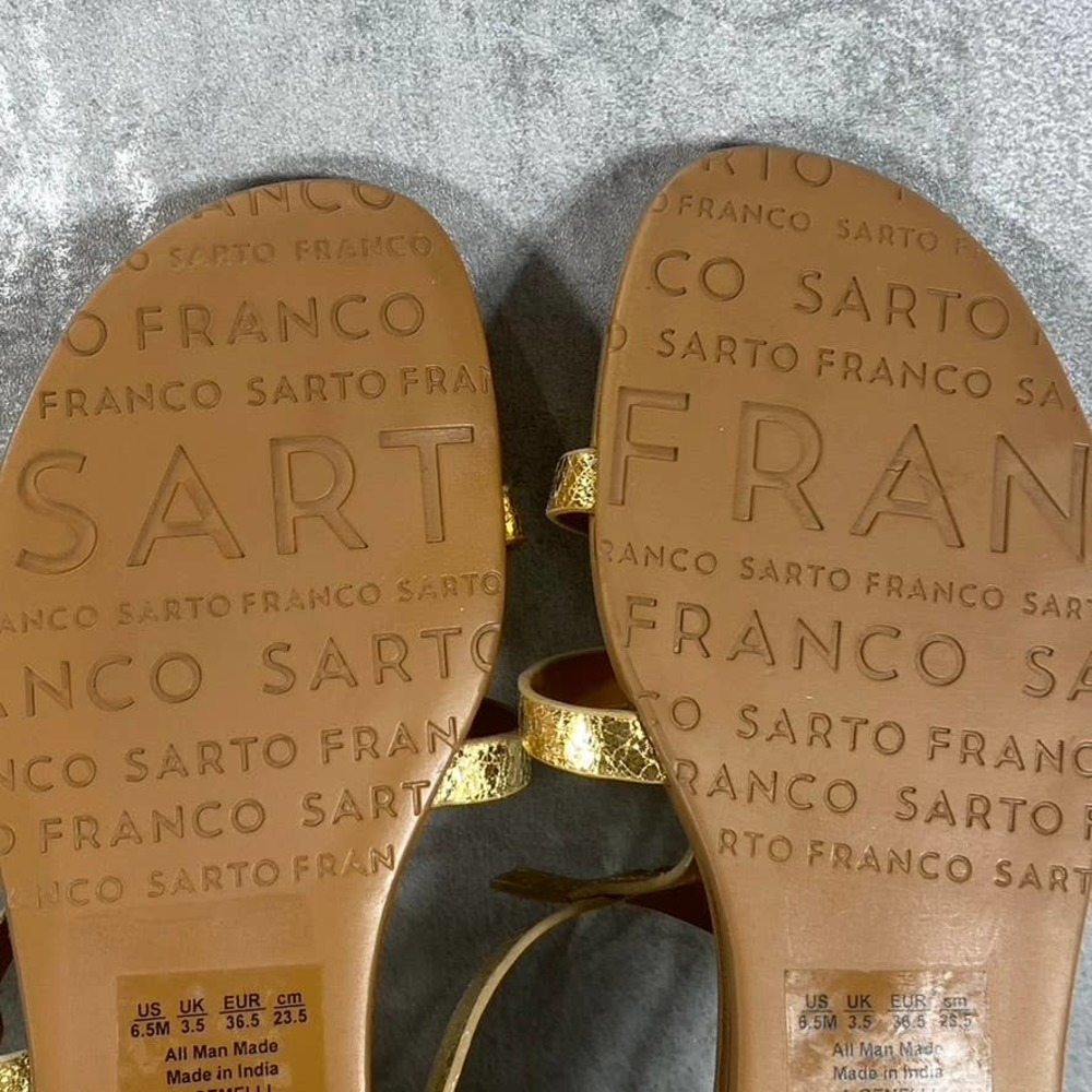 Sarto By Franco Sarto Women's Gold Gemelli Round-Toe Strappy Flat Sandals SZ 6.5 - Picture 10 of 11